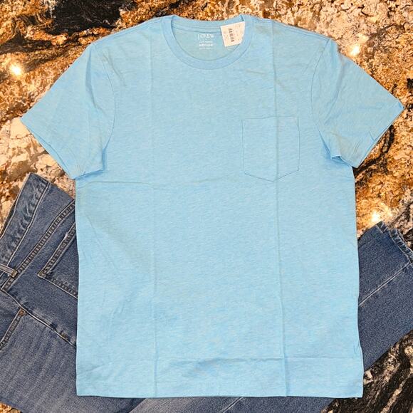 NWT J. Crew Men's Island Turquoise Heathered Slim Washed Jersey Pocket Tee - M - Picture 3 of 6